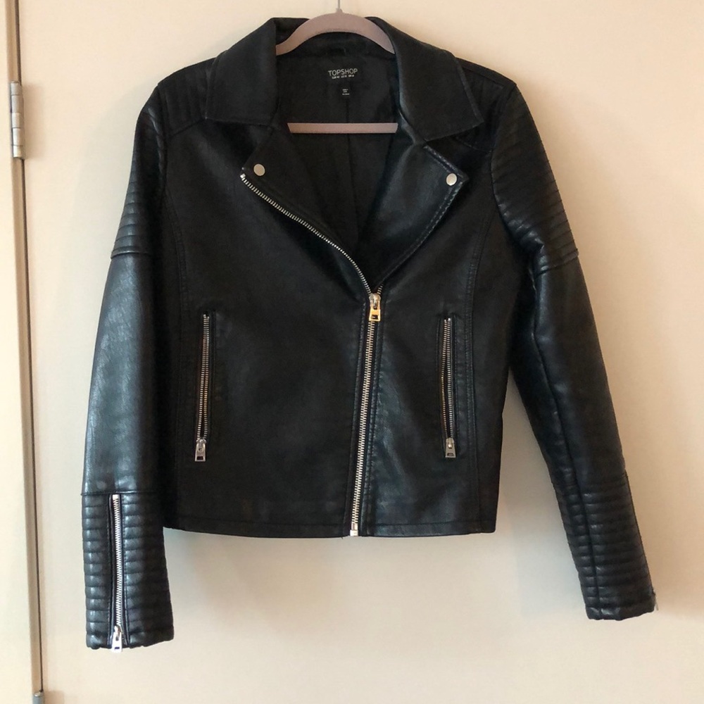 Topshop Faux Leather Biker Jacket